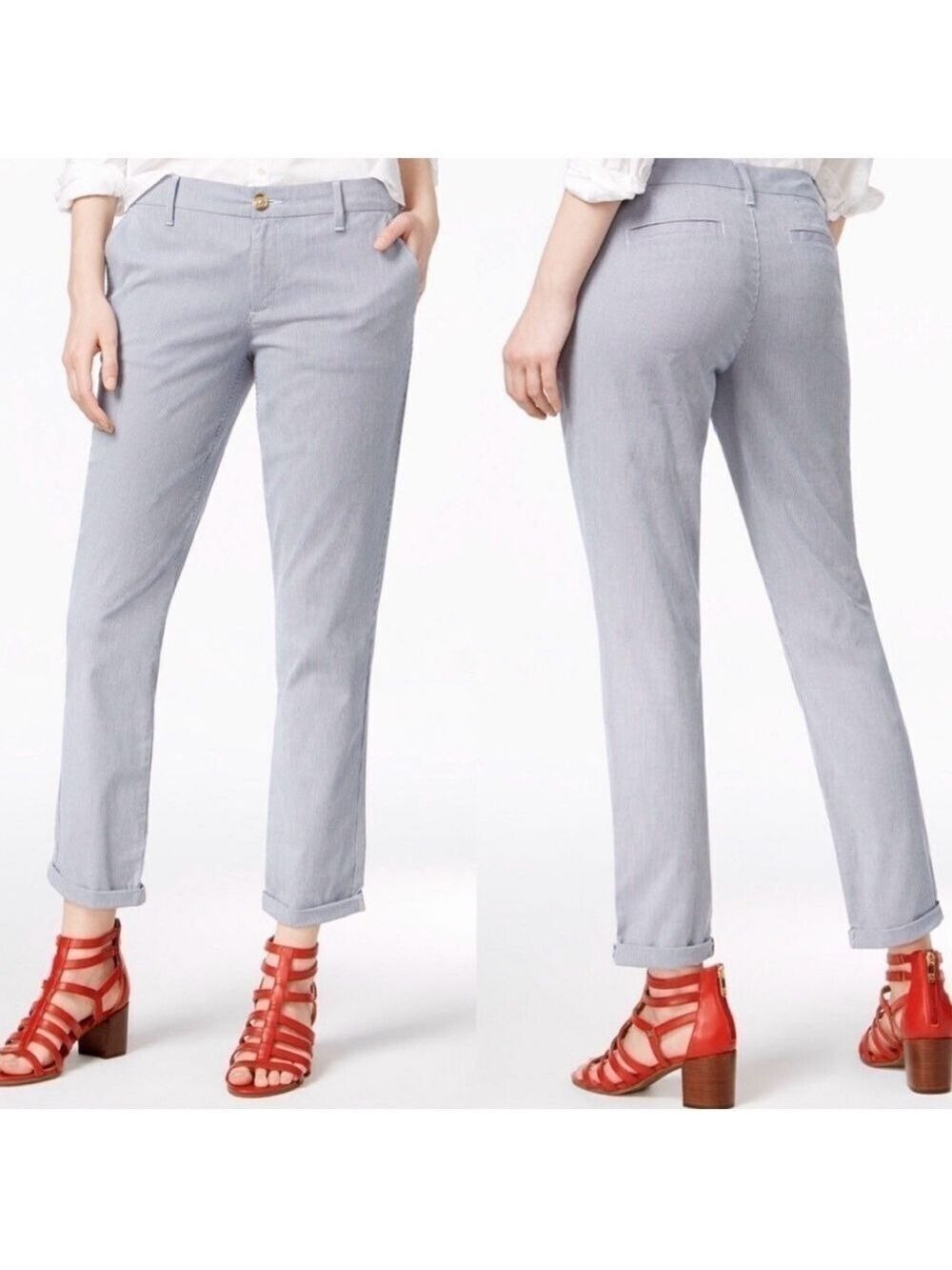 Tommy Hilfiger Chino Pants Women's Hampton Straight Ankle Master Navy Size 16
